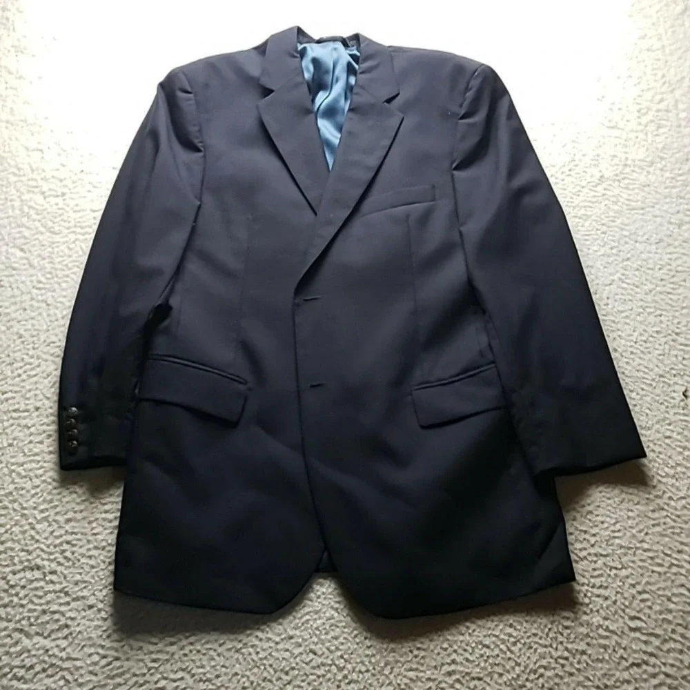 Paul Fredrick Suit Jacket Mens 42 Blue 100% Wool 2 Button Notch Lapel Chile
